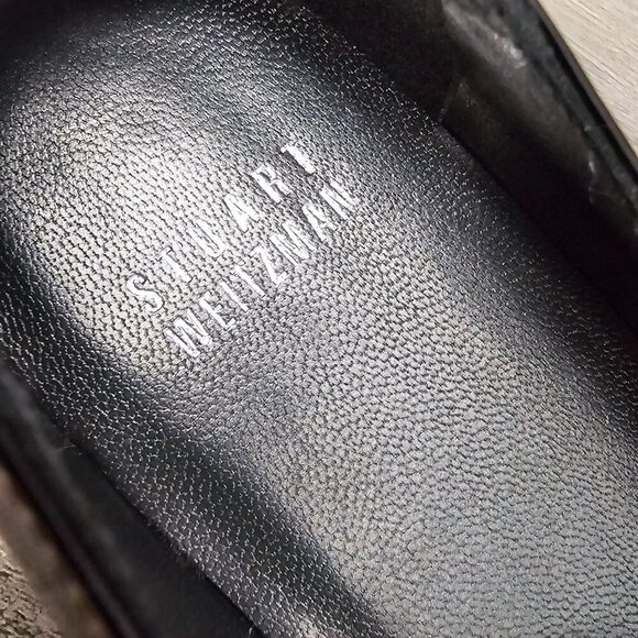 Stuart Weitzman Black Patent Leather Buckle Slip On Loafer Shoe - Picture 7 of 8